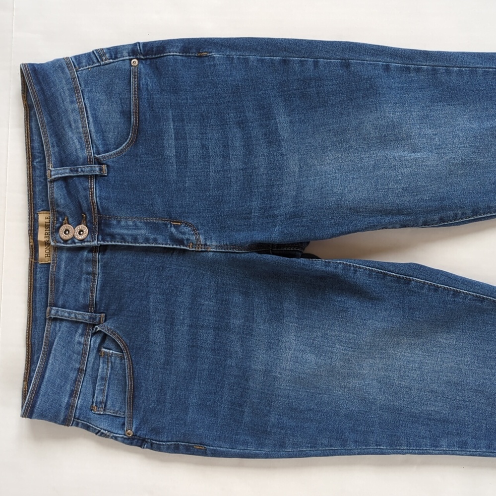 Honey & Bristle Distressed Frayed Hem Capri Jeans 10P Blue - Picture 6 of 15
